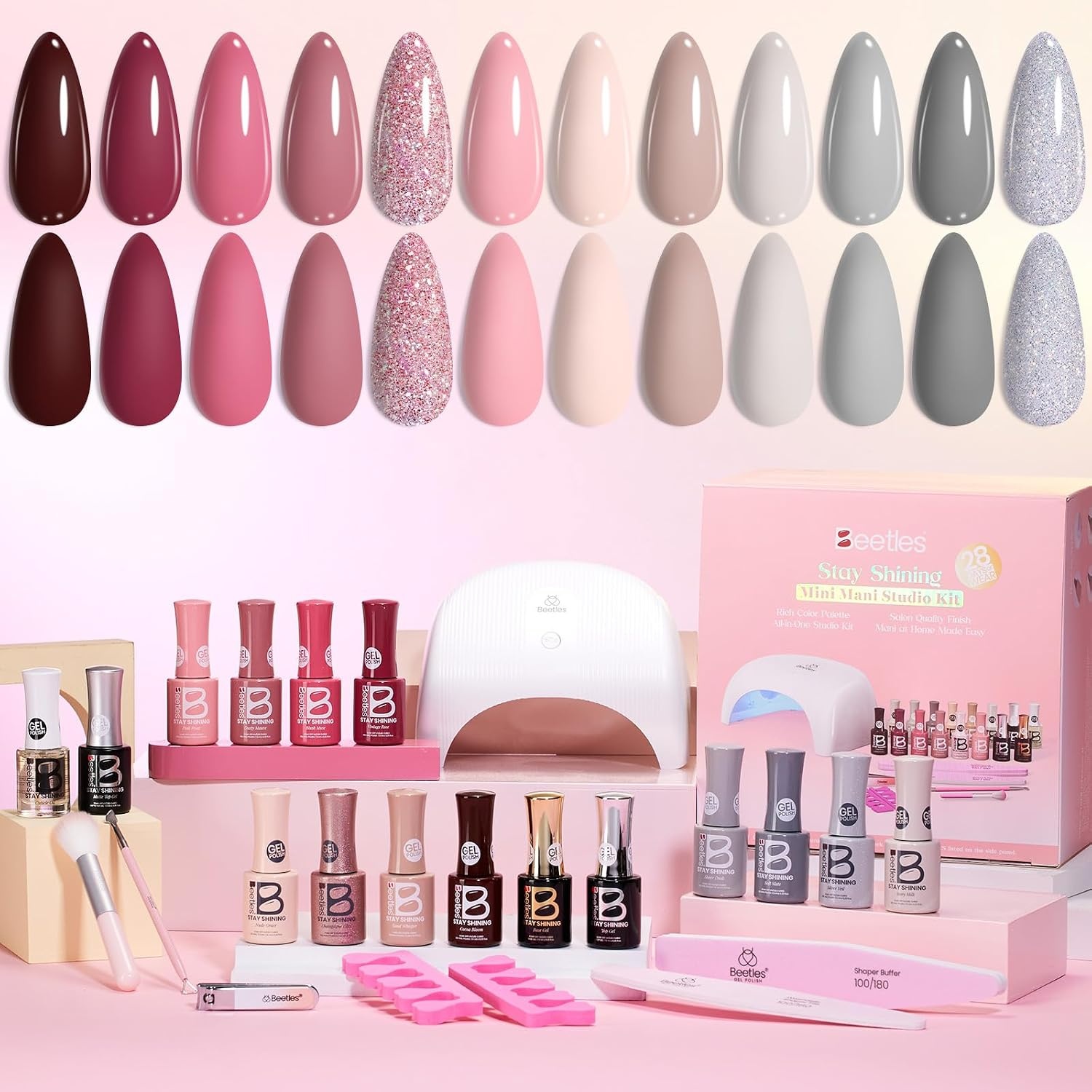 image:imageBeetles Neon Gel Polish Set  6 Colors HEMAFree 15ML Same Color Bottle Pink Green Coral Purple Blue Neon Gel Nail Polish Set Soak Off UV Lamp Bright Rainbow Summer Nails Art Professional Salon1Cozy Elegance