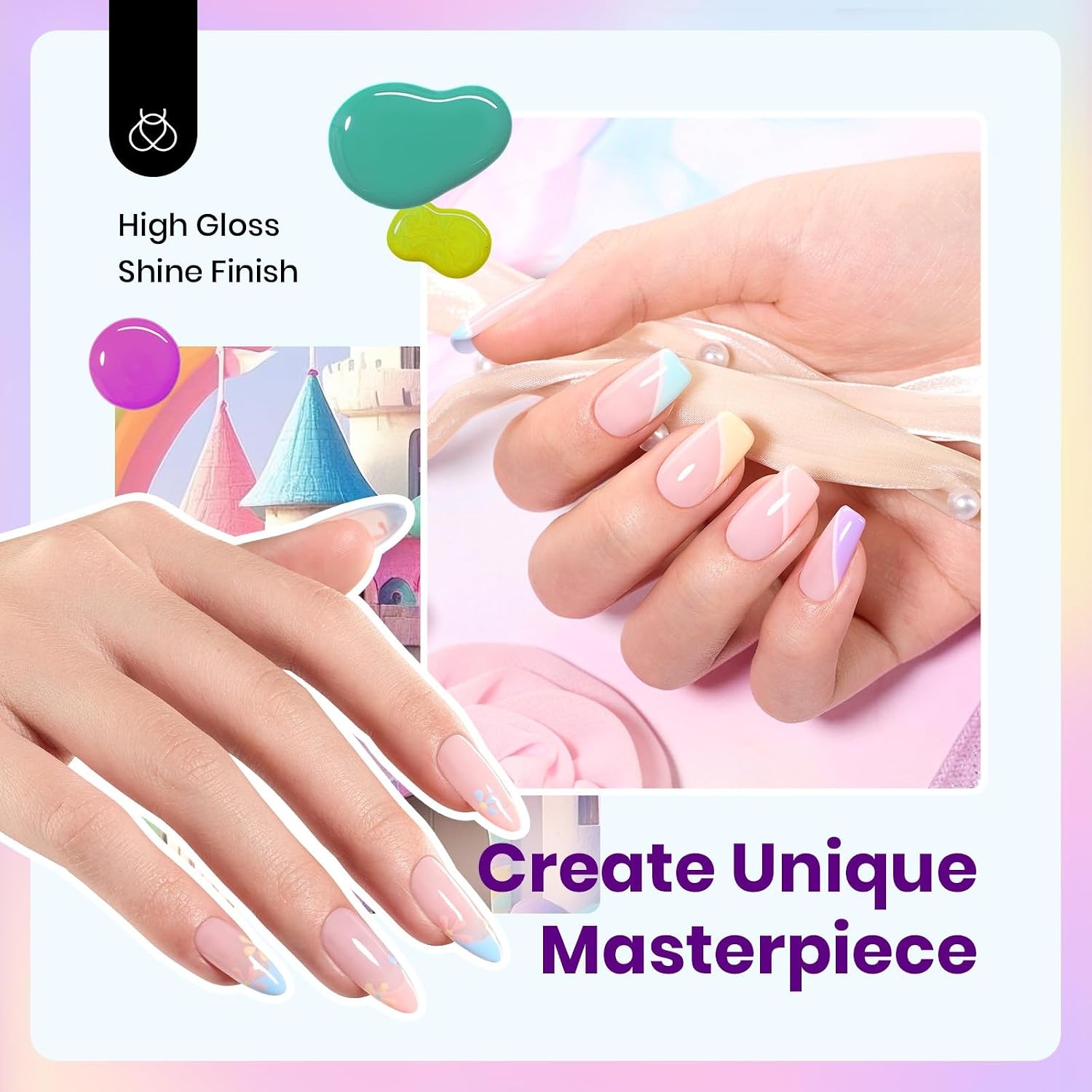 image:imageBeetles Neon Gel Polish Set  6 Colors HEMAFree 15ML Same Color Bottle Pink Green Coral Purple Blue Neon Gel Nail Polish Set Soak Off UV Lamp Bright Rainbow Summer Nails Art Professional SalonFairy Tale Dream