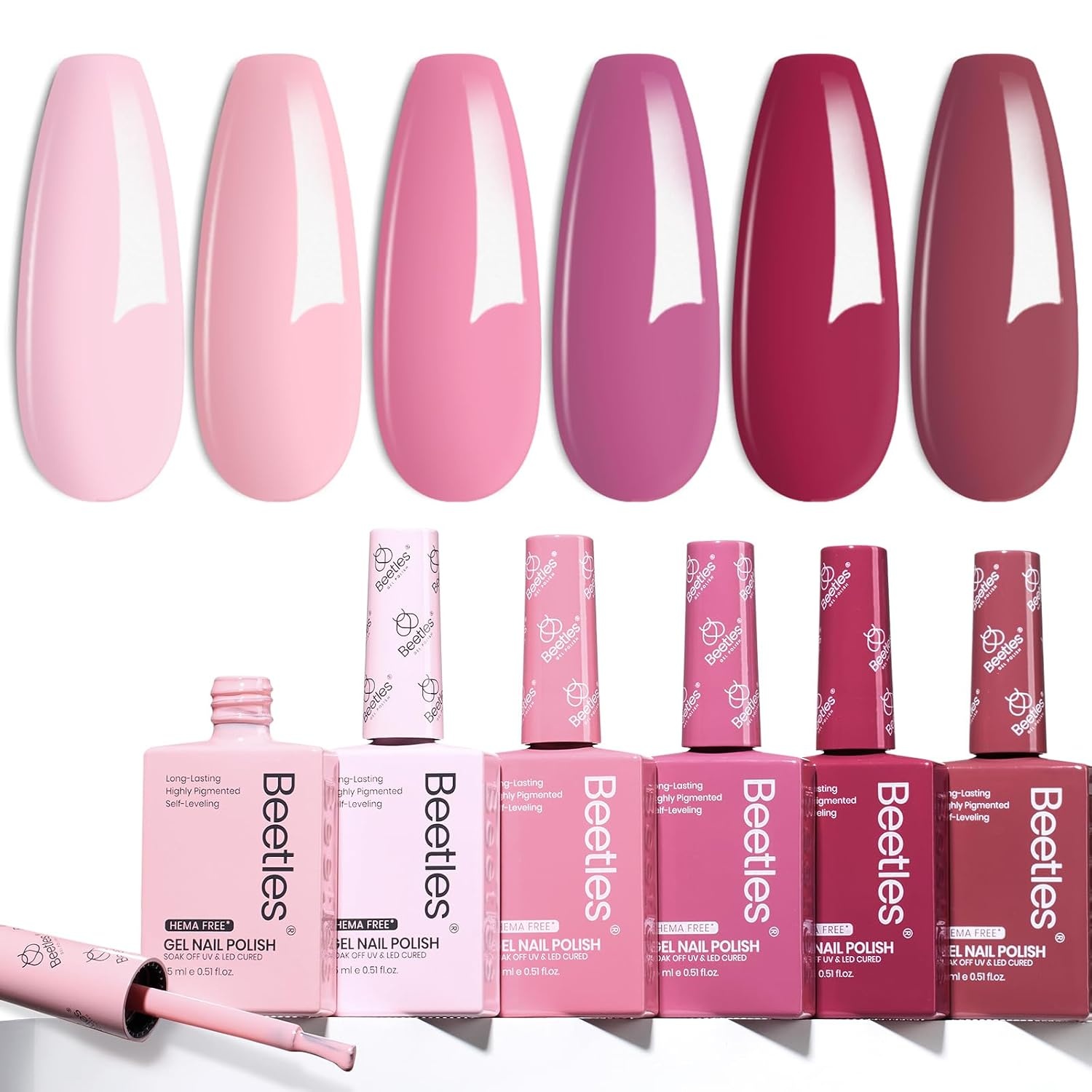 image:imageBeetles Neon Gel Polish Set  6 Colors HEMAFree 15ML Same Color Bottle Pink Green Coral Purple Blue Neon Gel Nail Polish Set Soak Off UV Lamp Bright Rainbow Summer Nails Art Professional SalonRomantic Blush