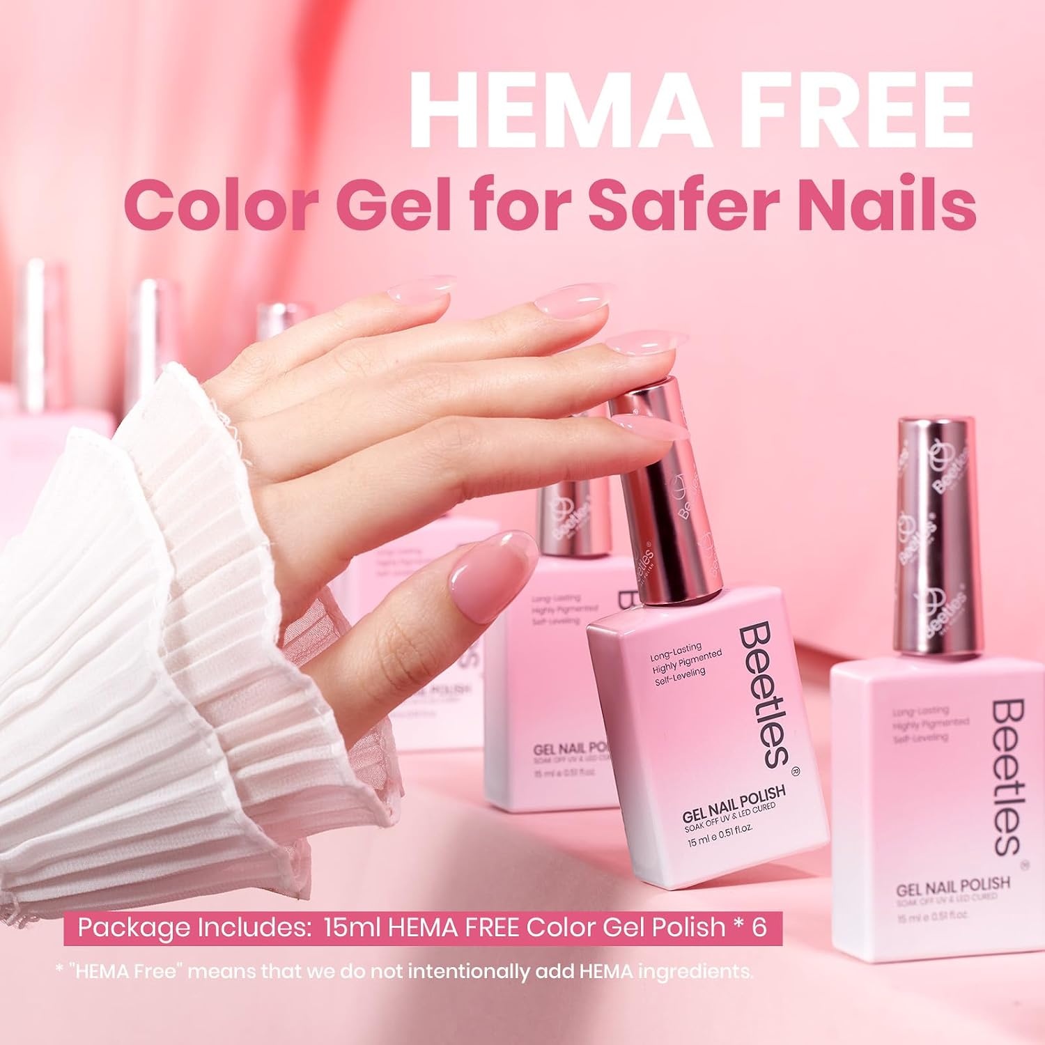 image:imageBeetles Neon Gel Polish Set  6 Colors HEMAFree 15ML Same Color Bottle Pink Green Coral Purple Blue Neon Gel Nail Polish Set Soak Off UV Lamp Bright Rainbow Summer Nails Art Professional SalonCloudy Sweetness