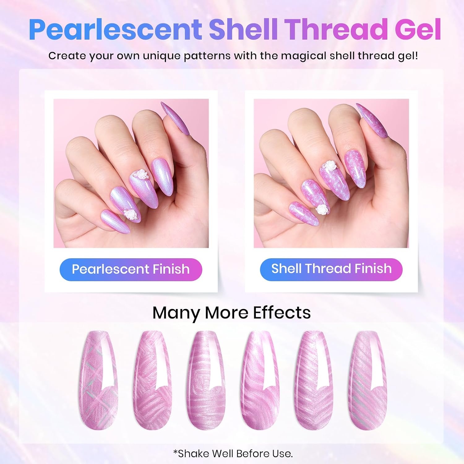 image:imageBeetles Neon Gel Polish Set  6 Colors HEMAFree 15ML Same Color Bottle Pink Green Coral Purple Blue Neon Gel Nail Polish Set Soak Off UV Lamp Bright Rainbow Summer Nails Art Professional SalonPearly Swirl Shade Set