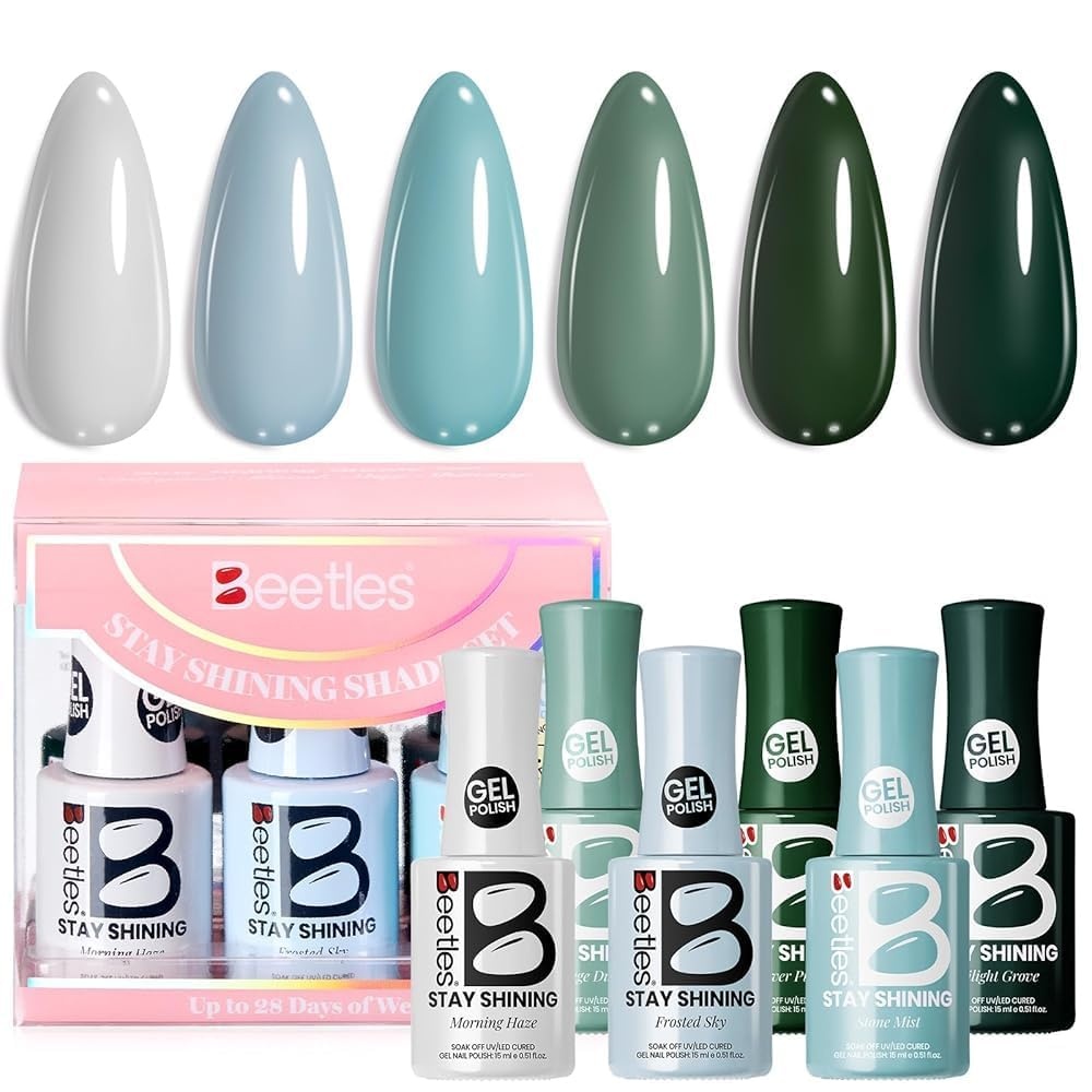 image:imageBeetles Neon Gel Polish Set  6 Colors HEMAFree 15ML Same Color Bottle Pink Green Coral Purple Blue Neon Gel Nail Polish Set Soak Off UV Lamp Bright Rainbow Summer Nails Art Professional SalonForest Fog Shade Set