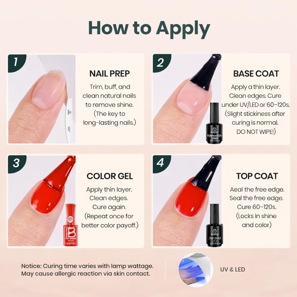 image:imageBeetles Neon Gel Polish Set  6 Colors HEMAFree 15ML Same Color Bottle Pink Green Coral Purple Blue Neon Gel Nail Polish Set Soak Off UV Lamp Bright Rainbow Summer Nails Art Professional SalonCrimson Glamour Shade Set