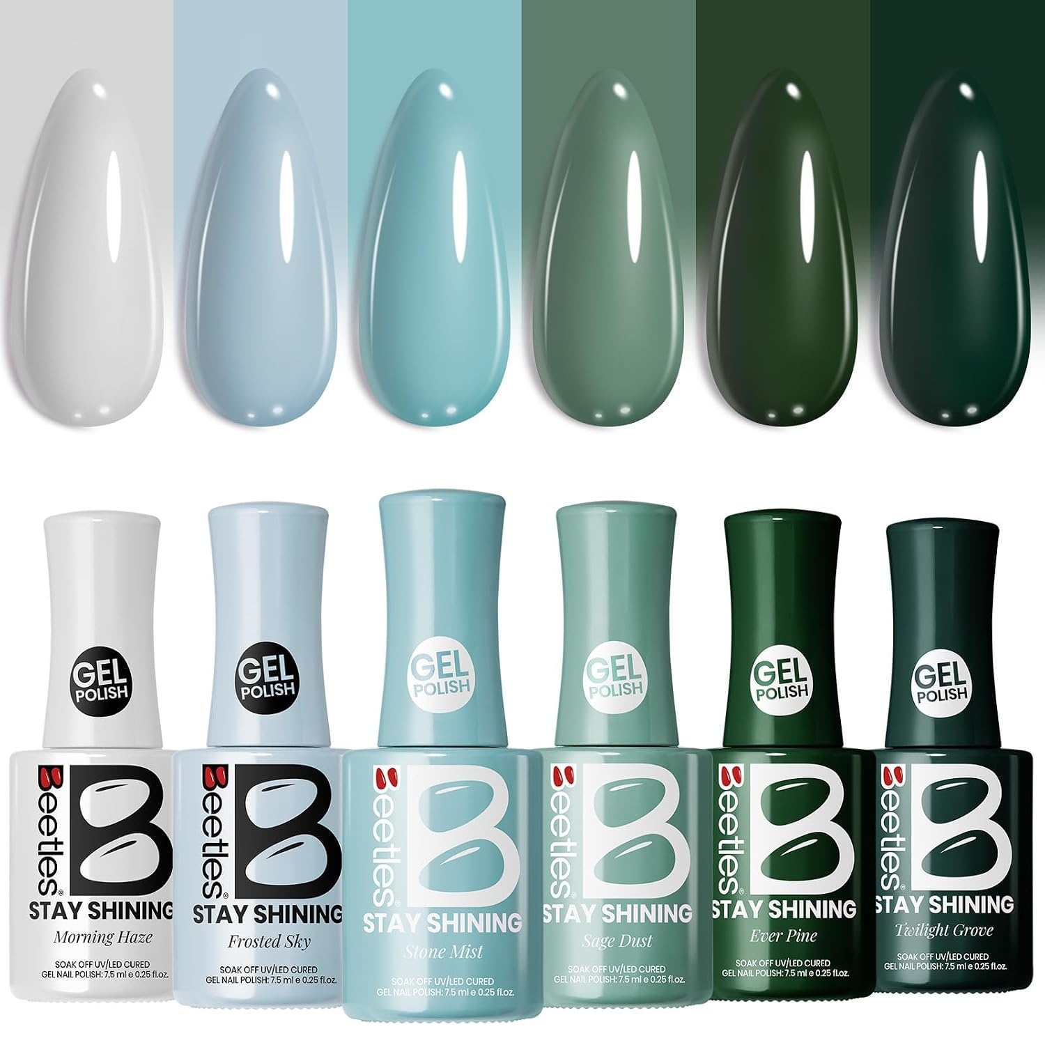 image:imageBeetles Neon Gel Polish Set  6 Colors HEMAFree 15ML Same Color Bottle Pink Green Coral Purple Blue Neon Gel Nail Polish Set Soak Off UV Lamp Bright Rainbow Summer Nails Art Professional SalonForest Fog Shade Set