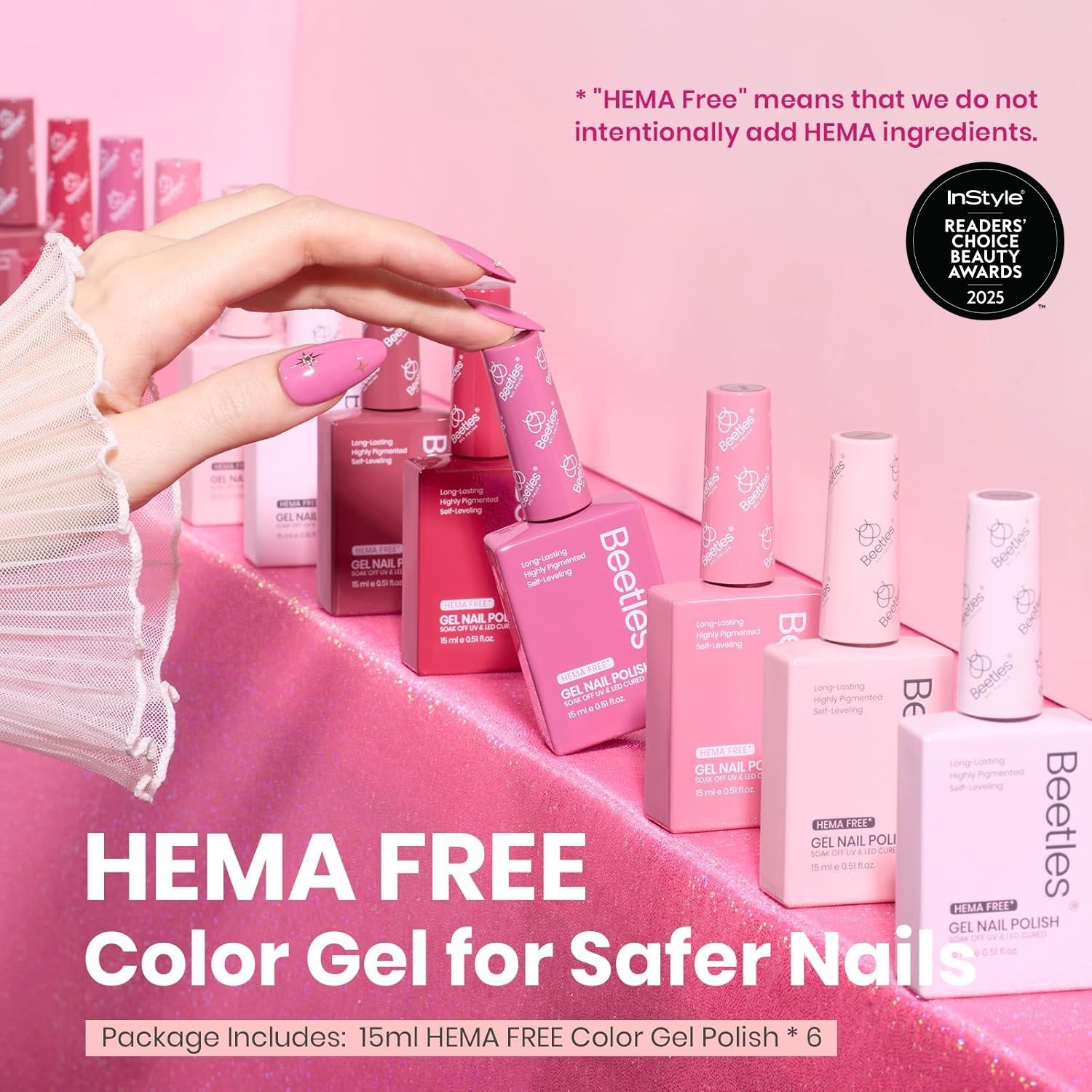 image:imageBeetles Neon Gel Polish Set  6 Colors HEMAFree 15ML Same Color Bottle Pink Green Coral Purple Blue Neon Gel Nail Polish Set Soak Off UV Lamp Bright Rainbow Summer Nails Art Professional SalonRomantic Blush