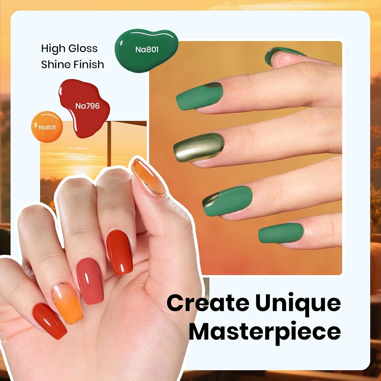 image:imageBeetles Neon Gel Polish Set  6 Colors HEMAFree 15ML Same Color Bottle Pink Green Coral Purple Blue Neon Gel Nail Polish Set Soak Off UV Lamp Bright Rainbow Summer Nails Art Professional SalonGolden Hour