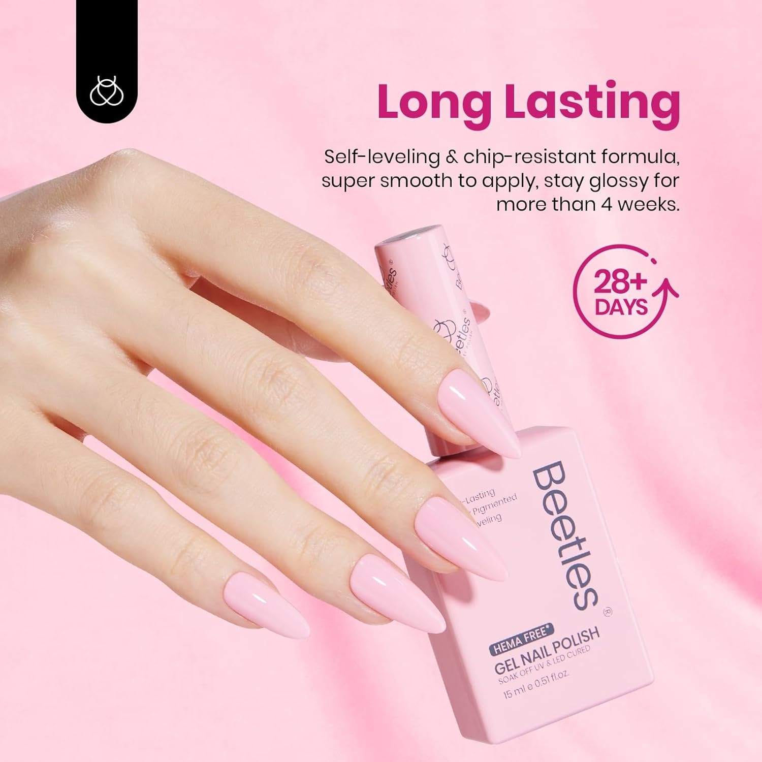 image:imageBeetles Neon Gel Polish Set  6 Colors HEMAFree 15ML Same Color Bottle Pink Green Coral Purple Blue Neon Gel Nail Polish Set Soak Off UV Lamp Bright Rainbow Summer Nails Art Professional SalonRomantic Blush