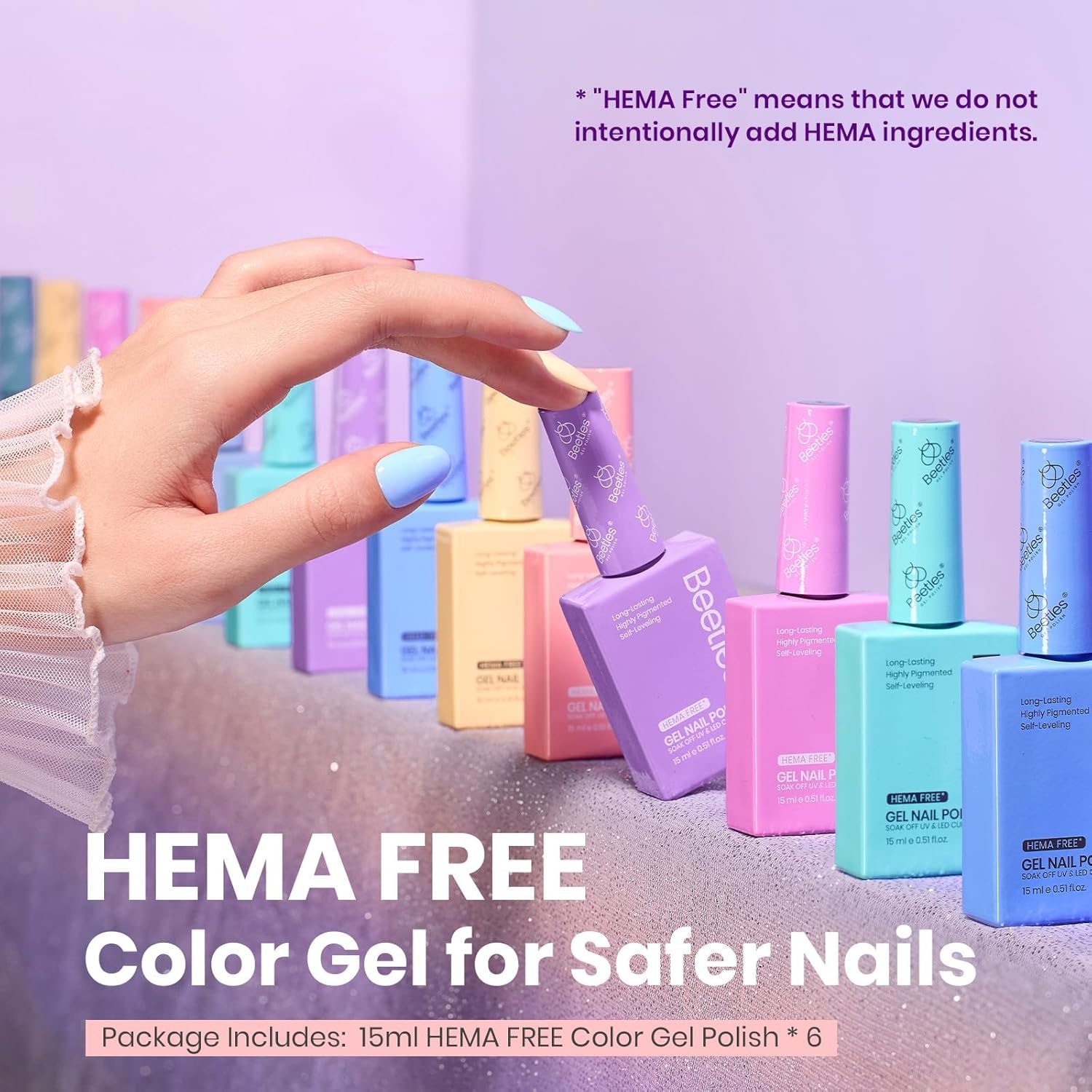 image:imageBeetles Neon Gel Polish Set  6 Colors HEMAFree 15ML Same Color Bottle Pink Green Coral Purple Blue Neon Gel Nail Polish Set Soak Off UV Lamp Bright Rainbow Summer Nails Art Professional SalonFairy Tale Dream