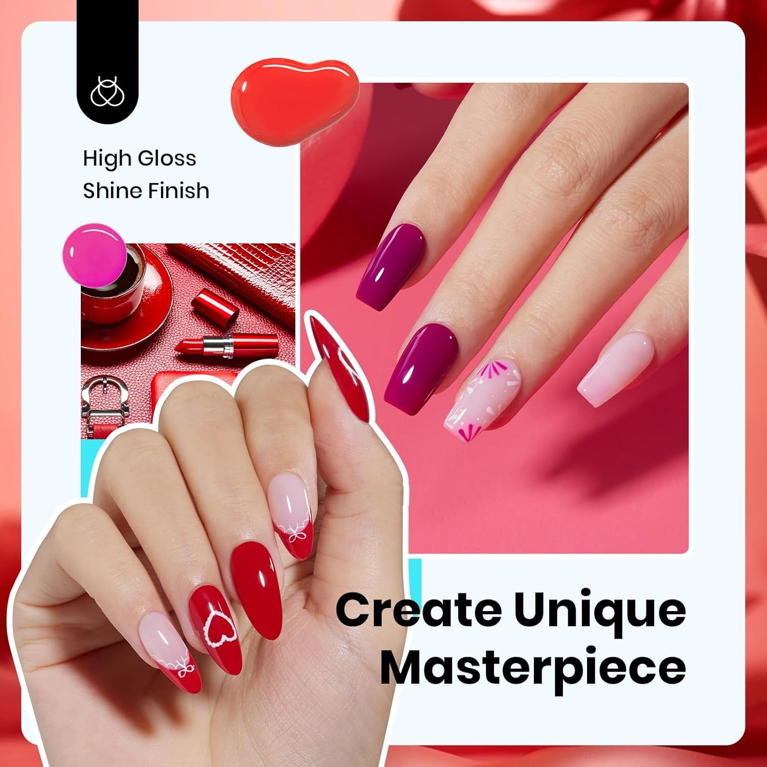 image:imageBeetles Neon Gel Polish Set  6 Colors HEMAFree 15ML Same Color Bottle Pink Green Coral Purple Blue Neon Gel Nail Polish Set Soak Off UV Lamp Bright Rainbow Summer Nails Art Professional SalonFiery Passion