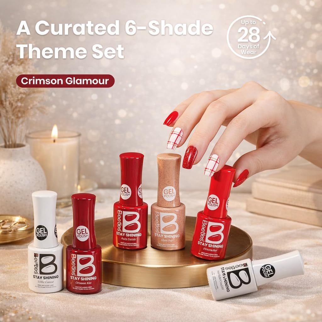 image:imageBeetles Neon Gel Polish Set  6 Colors HEMAFree 15ML Same Color Bottle Pink Green Coral Purple Blue Neon Gel Nail Polish Set Soak Off UV Lamp Bright Rainbow Summer Nails Art Professional SalonCrimson Glamour Shade Set