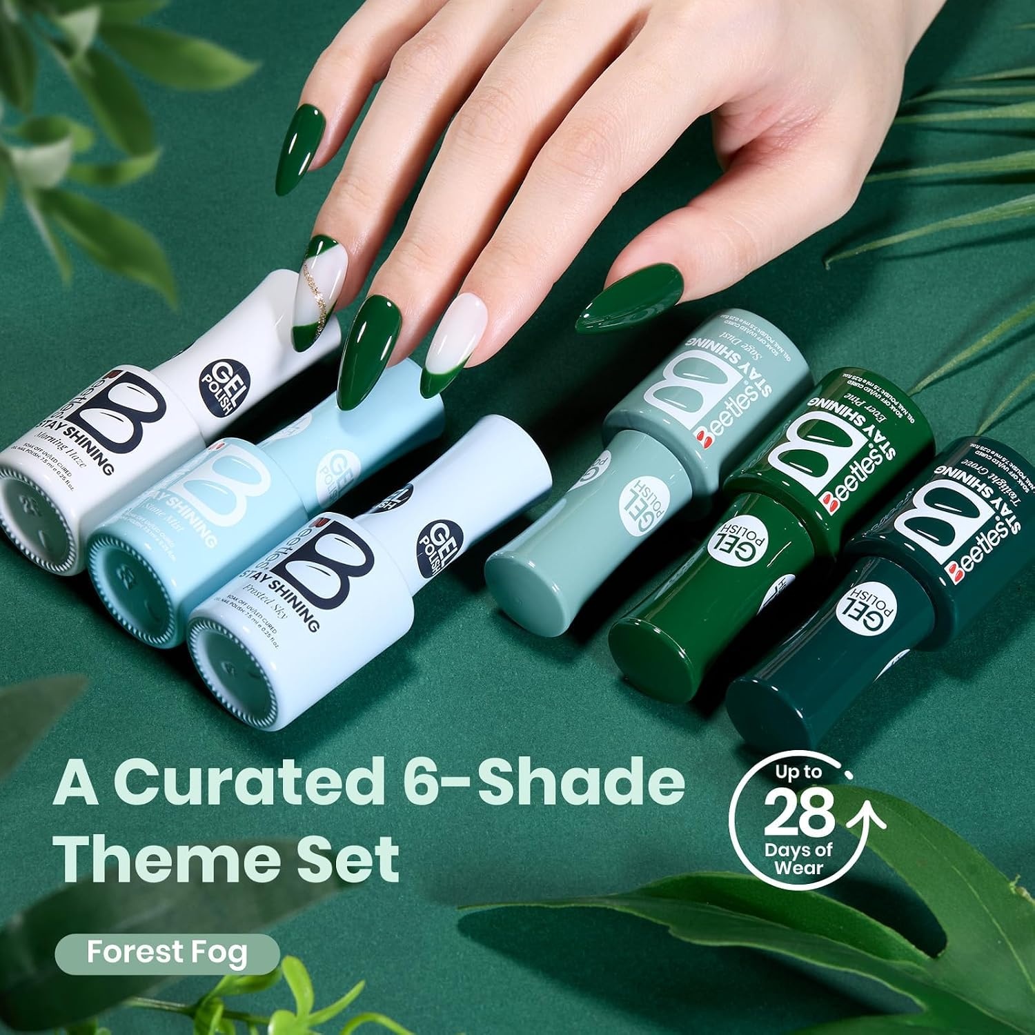 image:imageBeetles Neon Gel Polish Set  6 Colors HEMAFree 15ML Same Color Bottle Pink Green Coral Purple Blue Neon Gel Nail Polish Set Soak Off UV Lamp Bright Rainbow Summer Nails Art Professional SalonForest Fog Shade Set