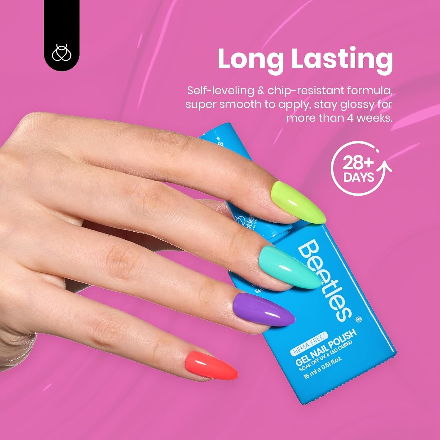 image:imageBeetles Neon Gel Polish Set  6 Colors HEMAFree 15ML Same Color Bottle Pink Green Coral Purple Blue Neon Gel Nail Polish Set Soak Off UV Lamp Bright Rainbow Summer Nails Art Professional SalonNeon Bubbles