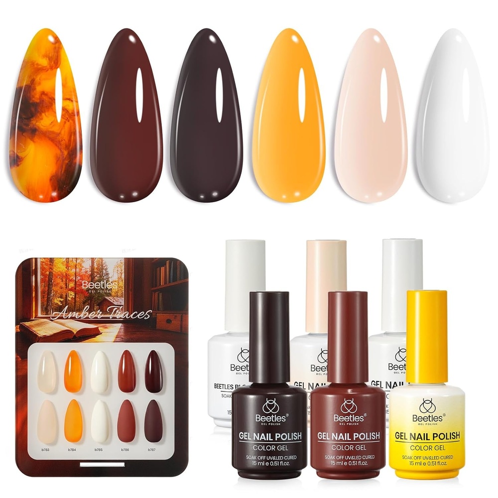 image:imageBeetles Crystal Garden Cat Eye Gel Nail Polish Set  6 Colors 15ML Full Size Spring Gel Polish Kit Glitter Pink Blue Orange Green Magnetic Effect Soak Off UV Nail Art DIY Manicure Gifts for WomenAmber Traces