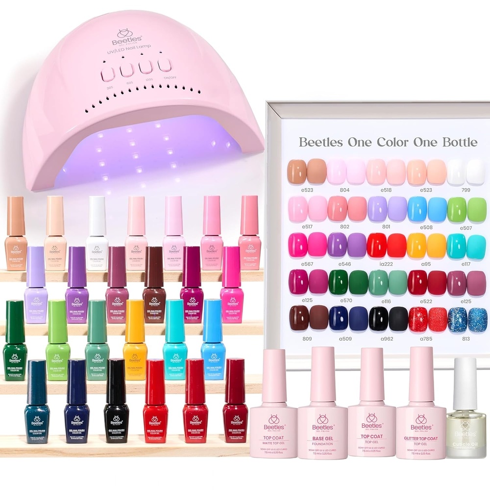 image:imageBeetles Jelly Gel Nail Polish Set 53PCS 36 Colors Jelly Pink Milky White Red Black Blue Green Silver Cat Eye Base Glitter Glossy Matte Top Coat Crystal Ice Collection French Nails Gift for WomenImprints of Time