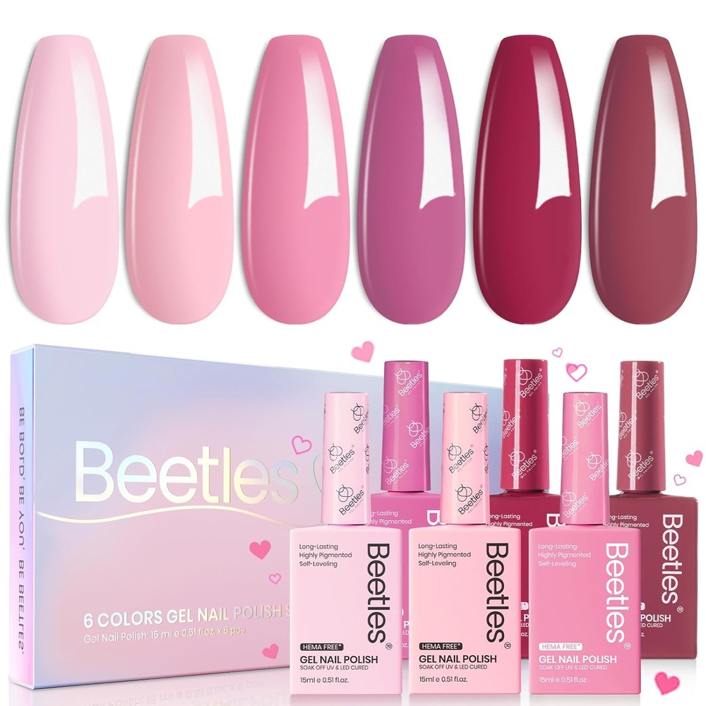image:imageBeetles Neon Gel Polish Set  6 Colors HEMAFree 15ML Same Color Bottle Pink Green Coral Purple Blue Neon Gel Nail Polish Set Soak Off UV Lamp Bright Rainbow Summer Nails Art Professional SalonRomantic Blush