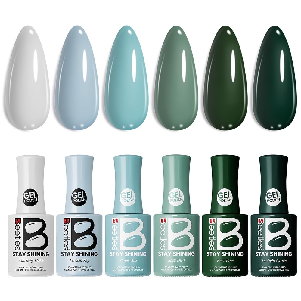 image:imageBeetles Neon Gel Polish Set  6 Colors HEMAFree 15ML Same Color Bottle Pink Green Coral Purple Blue Neon Gel Nail Polish Set Soak Off UV Lamp Bright Rainbow Summer Nails Art Professional SalonForest Fog Shade Set