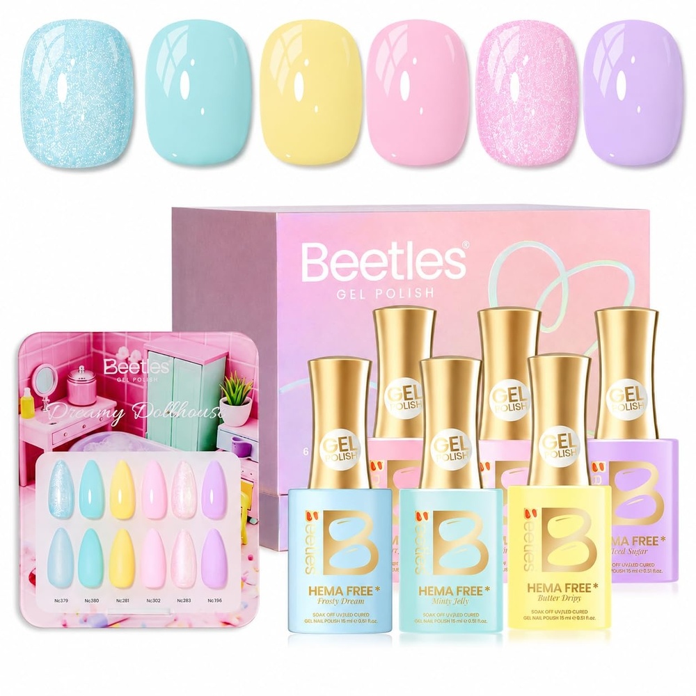 image:imageBeetles Pink Gel Polish Set  Ballet Rosa HemaFree Collection 6 Colors Nude Pink Colors Gel Kit with PreSwatched Color Card Soak Off UV LED Polish for DIY Nail Art Home Salon GiftsDreamy Dollhouse