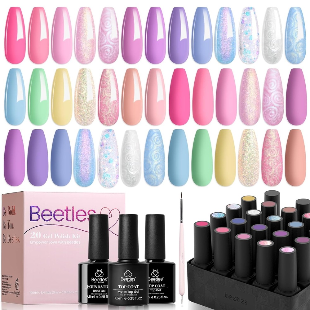 image:imageBeetles Summer Gel Nail Polish Kit  Island Holiday 36 Colors Neon Yellow Orange Hot Pink Glitter Gel Polish with Base Top Coat Matte Top Coat Soak Off UV LED DIY Manicure Gift for WomenDreamland Unicorn