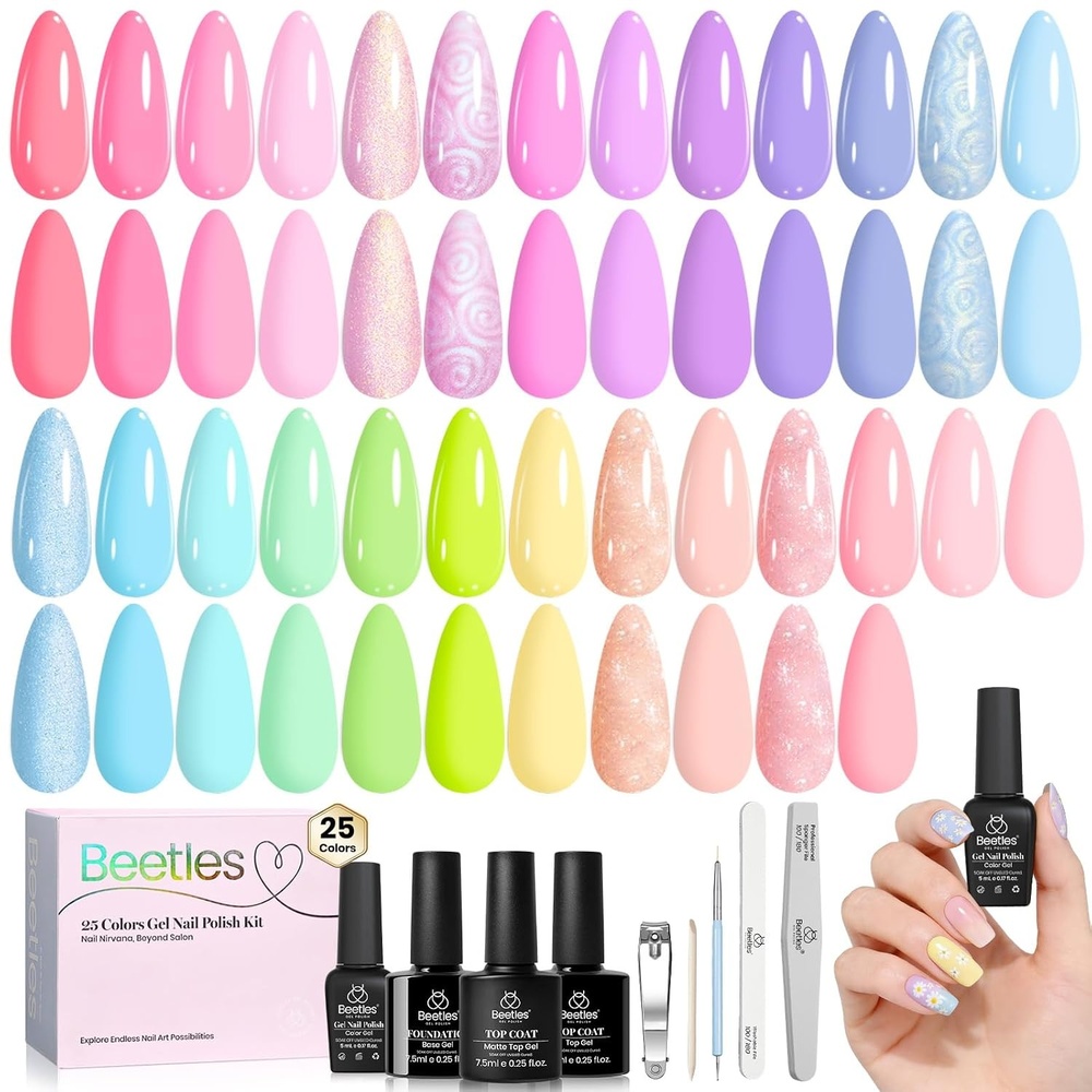 image:imageBeetles Summer Gel Nail Polish Kit  Island Holiday 36 Colors Neon Yellow Orange Hot Pink Glitter Gel Polish with Base Top Coat Matte Top Coat Soak Off UV LED DIY Manicure Gift for WomenRainbow Dreamscape