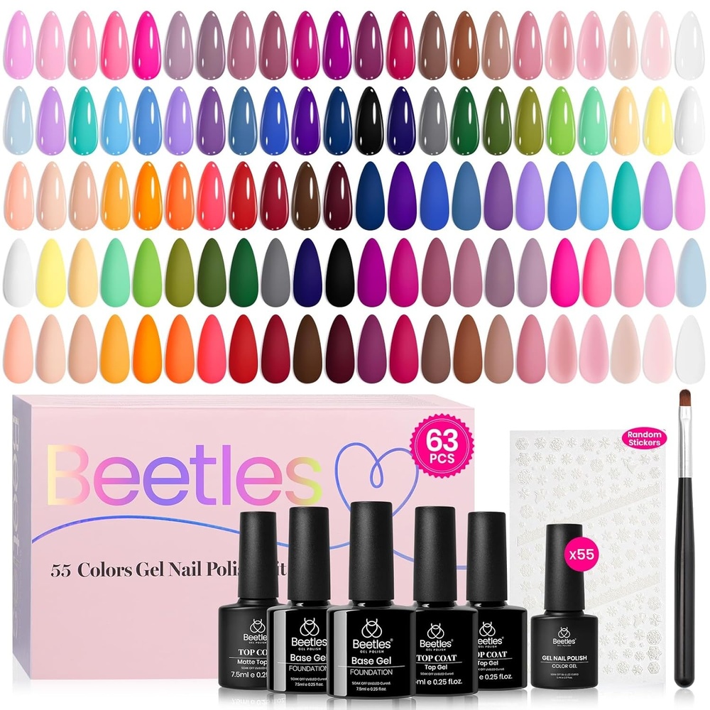 image:imageBeetles Summer Gel Polish Set  Petal Symphony Collection 40 Pcs 36 Colors Pastel Gel Polish Set Summer Bright Colors Pink Red Green Blue Color Gel with BaseampGlossy Matte Top Coat UV LED Nail Art0Vibrarnt Holiday Collection