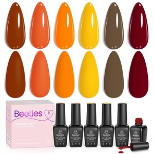 Beetles Cat Eye Gel Nail Polish Set, 6 Colors Fairy Garden Pastel Spring Shimmer Glitter Gel Polish Kit Pink Red Blue Orange Green Purple Velvet Gel Soak Off UV Magnet Nail Art DIY Gift for Women(0-0-0-Autumn Leaves)