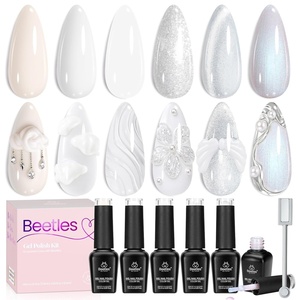 Beetles Cat Eye Gel Nail Polish Set, 6 Colors Fairy Garden Pastel Spring Shimmer Glitter Gel Polish Kit Pink Red Blue Orange Green Purple Velvet Gel Soak Off UV Magnet Nail Art DIY Gift for Women(Cloud Aura)