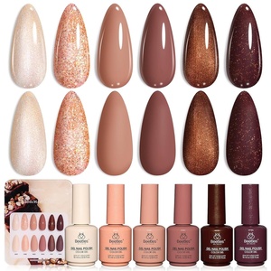 Beetles Crystal Garden Cat Eye Gel Nail Polish Set – 6 Colors 15ML Full Size Spring Gel Polish Kit Glitter Pink Blue Orange Green Magnetic Effect Soak Off UV Nail Art DIY Manicure Gifts for Women(Brownie Bliss)