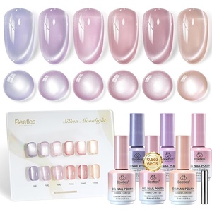 Beetles Crystal Garden Cat Eye Gel Nail Polish Set – 6 Colors 15ML Full Size Spring Gel Polish Kit Glitter Pink Blue Orange Green Magnetic Effect Soak Off UV Nail Art DIY Manicure Gifts for Women(Silken Moonlight)