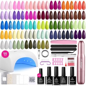 Beetles Gel Nail Polish Kit 36 Colors, Summer Pastel Gel Polish Set with Base Coat Glossy Top Coat & Nail Art Foil Glue, Blue Green Glitter Soak Off UV LED Manicure Kit(Fun Camp)