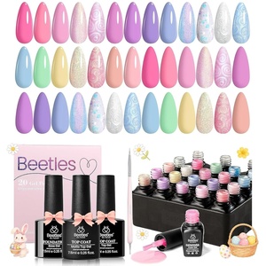 Beetles Gel Nail Polish Kit 36 Colors, Summer Pastel Gel Polish Set with Base Coat Glossy Top Coat & Nail Art Foil Glue, Blue Green Glitter Soak Off UV LED Manicure Kit(20 Colors Dreamland Unicorn)
