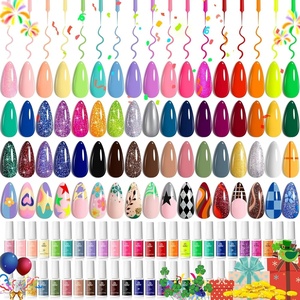 Beetles Gel Nail Polish Set – 23pcs Gel Polish Set Summer Colors, 20 Colors Pink Green Blue Uv Gel Polish with Base Top Coat, All Season Manicure Tools for Beginners Nail Art Home(50 Colors Set)