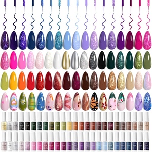 Beetles Gel Nail Polish Set – 23pcs Gel Polish Set Summer Colors, 20 Colors Pink Green Blue Uv Gel Polish with Base Top Coat, All Season Manicure Tools for Beginners Nail Art Home(50 Colors Glitter Swirl Nails Art)