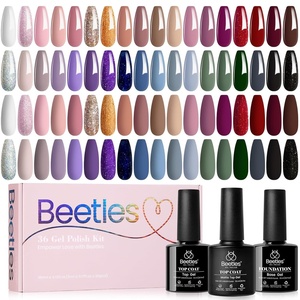 Beetles Gel Nail Polish Set 36 Colors Nail Gel Polish Kit Burgundy Red Blue Green Brown Gold Glitter Pink with Base Top Coat UV LED Needed Manicure Gifts for Women Neutral Elegance(0- Neutral Elegance)