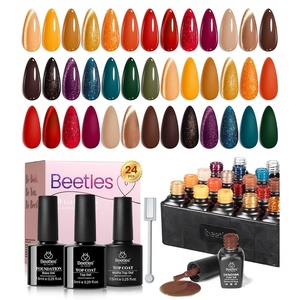 Beetles Gel Nail Polish Set 36 Colors Nail Gel Polish Kit Burgundy Red Blue Green Brown Gold Glitter Pink with Base Top Coat UV LED Needed Manicure Gifts for Women Neutral Elegance(0-0 Amber Twilight)