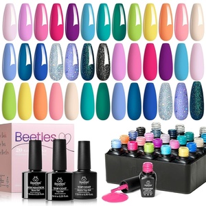 Beetles Gel Nail Polish Set, 40 PCS 36 Colors Verse of Flower Summer Gel Polish Kit, 0.17 Fl Oz, Pastel Pink Purple Blue Red, Base Glossy Matte Top Coat, Flower Stickers, Soak Off UV LED(Fantasyland Collection)