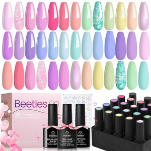 Beetles Gel Nail Polish Set, 40 PCS 36 Colors Verse of Flower Summer Gel Polish Kit, 0.17 Fl Oz, Pastel Pink Purple Blue Red, Base Glossy Matte Top Coat, Flower Stickers, Soak Off UV LED(0-0 Pastel Paradise 20 Colors)