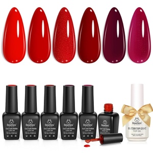 Beetles Jelly Gel Nail Polish Set – 6 Colors Jelly Gel Polish Kit Yellow Orange Burgundy Red Purple Green Sheer Translucent Soak off UV Nail Art Manicure Gift for Women(0-Red Burgundy)