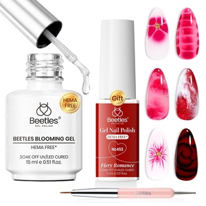 Beetles Jelly Gel Nail Polish Set – 6 Colors Jelly Gel Polish Kit Yellow Orange Burgundy Red Purple Green Sheer Translucent Soak off UV Nail Art Manicure Gift for Women(Clear Blooming Gel)