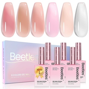 Beetles Jelly Gel Nail Polish Set – 6 Colors Jelly Gel Polish Kit Yellow Orange Burgundy Red Purple Green Sheer Translucent Soak off UV Nail Art Manicure Gift for Women(15ML*6-Ultimate Monochrome)