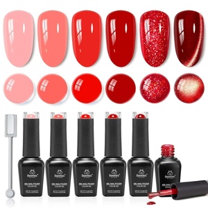 Beetles Jelly Gel Nail Polish Set – 6 Colors Jelly Gel Polish Kit Yellow Orange Burgundy Red Purple Green Sheer Translucent Soak off UV Nail Art Manicure Gift for Women(Neon Flame)