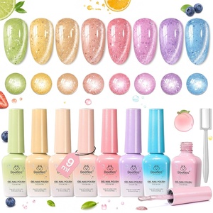 Beetles Jelly Gel Nail Polish Set – 6 Colors Jelly Gel Polish Kit Yellow Orange Burgundy Red Purple Green Sheer Translucent Soak off UV Nail Art Manicure Gift for Women(0-0-0-Bubbly Mixology)