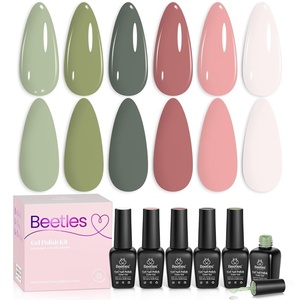 Beetles Jelly Gel Nail Polish Set – 6 Colors Jelly Gel Polish Kit Yellow Orange Burgundy Red Purple Green Sheer Translucent Soak off UV Nail Art Manicure Gift for Women(A-Tranquil Grace)