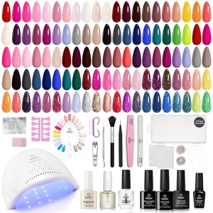 Beetles Jelly Gel Nail Polish Set, 53PCS 36 Colors Jelly Pink Milky White Red Black Blue Green Silver Cat Eye Base Glitter Glossy Matte Top Coat Crystal Ice Collection French Nails Gift for Women(Chic Outfits Nail Kit for Beginners)
