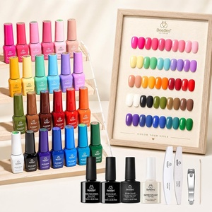 Beetles Jelly Gel Nail Polish Set, 53PCS 36 Colors Jelly Pink Milky White Red Black Blue Green Silver Cat Eye Base Glitter Glossy Matte Top Coat Crystal Ice Collection French Nails Gift for Women(Seasons Impressions Color Bottle Gel)