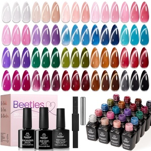 Beetles Jelly Gel Nail Polish Set, 53PCS 36 Colors Jelly Pink Milky White Red Black Blue Green Silver Cat Eye Base Glitter Glossy Matte Top Coat Crystal Ice Collection French Nails Gift for Women(0-0-0-Timeless Gleam)