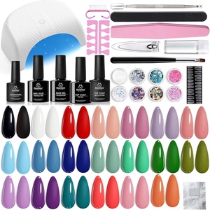 Beetles Jelly Gel Nail Polish Set, 53PCS 36 Colors Jelly Pink Milky White Red Black Blue Green Silver Cat Eye Base Glitter Glossy Matte Top Coat Crystal Ice Collection French Nails Gift for Women(0- Colorful Dreamscape PRO)