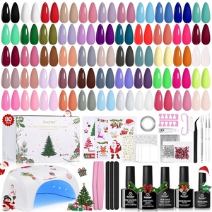 Beetles Jelly Gel Nail Polish Set, 53PCS 36 Colors Jelly Pink Milky White Red Black Blue Green Silver Cat Eye Base Glitter Glossy Matte Top Coat Crystal Ice Collection French Nails Gift for Women(Christmas Gel Nail Kit)
