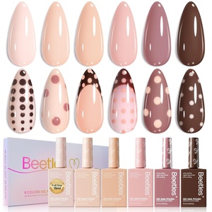 Beetles Neon Gel Polish Set – 6 Colors HEMA-Free 15ML Same Color Bottle, Pink Green Coral Purple Blue Neon Gel Nail Polish Set, Soak Off UV Lamp Bright Rainbow Summer Nails Art Professional Salon(Neutral Collection)