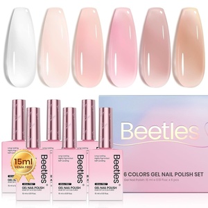 Beetles Neon Gel Polish Set – 6 Colors HEMA-Free 15ML Same Color Bottle, Pink Green Coral Purple Blue Neon Gel Nail Polish Set, Soak Off UV Lamp Bright Rainbow Summer Nails Art Professional Salon(Cloudy Sweetness)