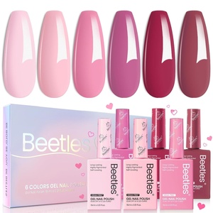 Beetles Neon Gel Polish Set – 6 Colors HEMA-Free 15ML Same Color Bottle, Pink Green Coral Purple Blue Neon Gel Nail Polish Set, Soak Off UV Lamp Bright Rainbow Summer Nails Art Professional Salon(Romantic Blush)